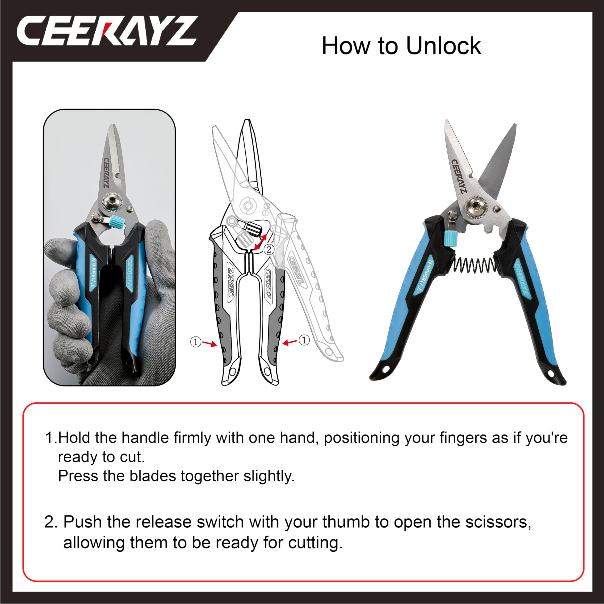 Amazon.co.jp: CEERAYZ Scissors, 7.3 inches (185 mm), Notch